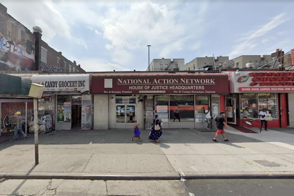 Google Street view of site of proposed One45 towers in Harlem, New York City